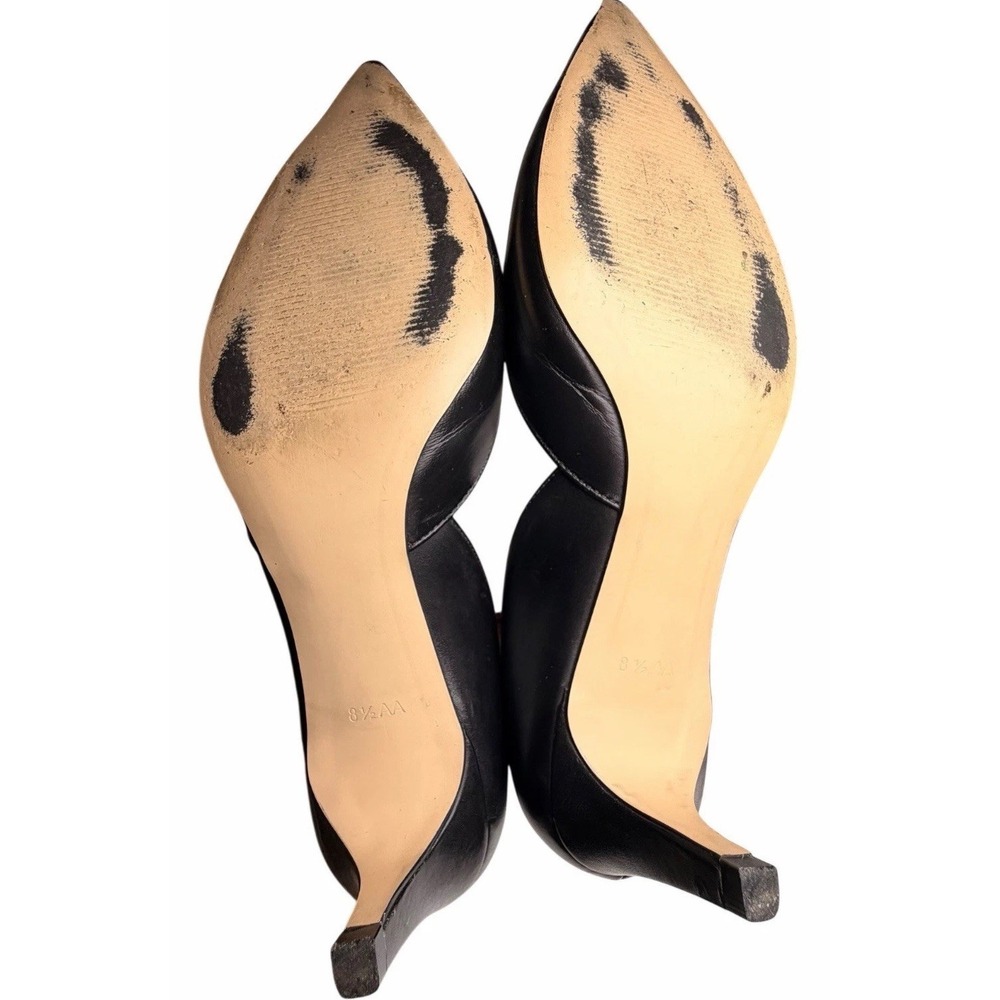 Talbots Black Leather D’Orsay Kitten Heel Pumps 8.5 AA Narrow - Picture 10 of 13